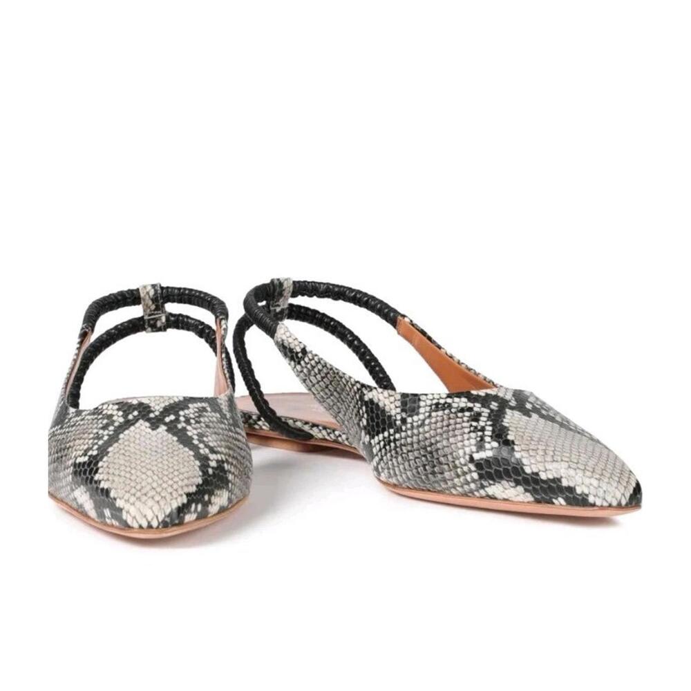 Rosetta Getty Snake Embossed Slingback Flats Size 38 New NIB